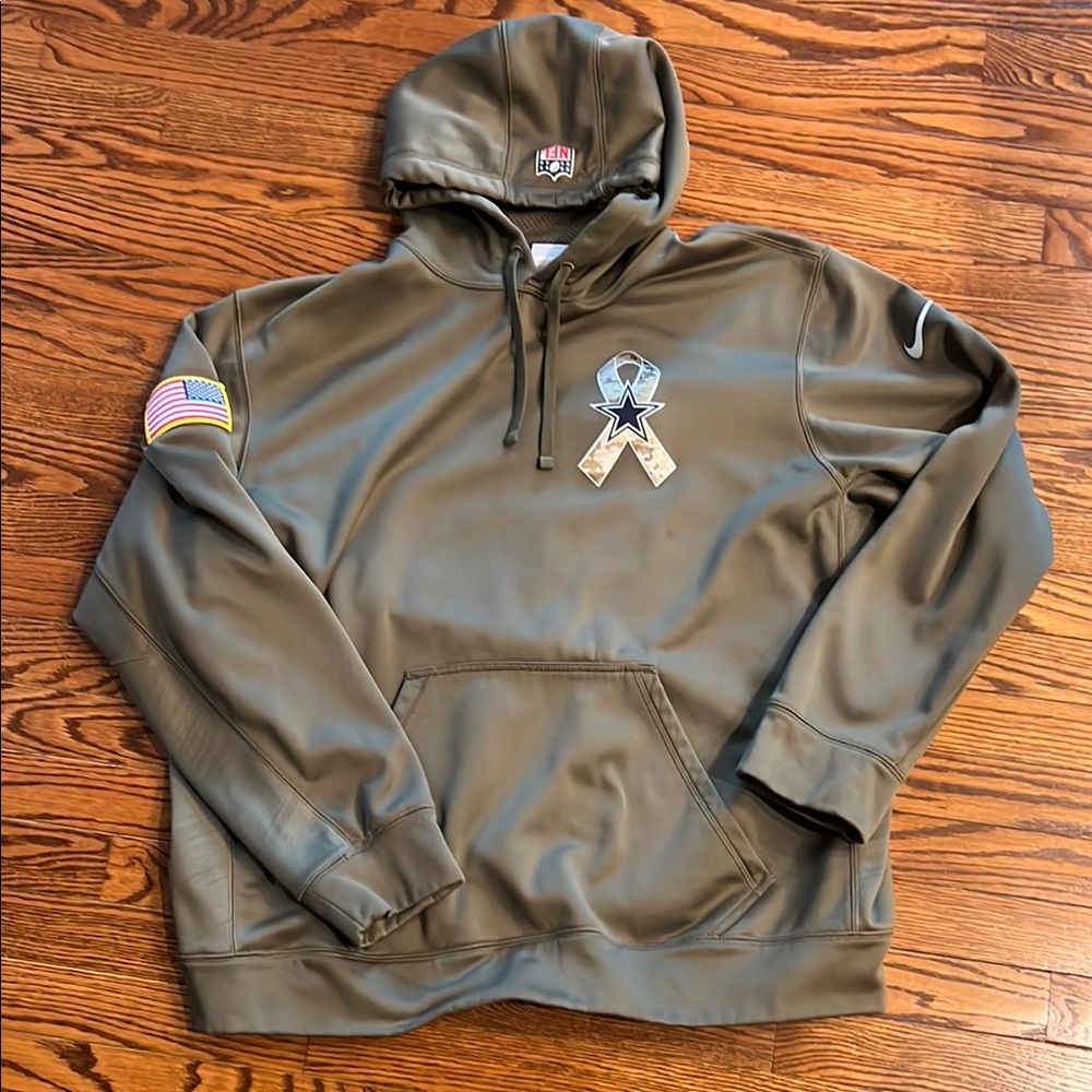 Olive Green Hoodie with Patch Details